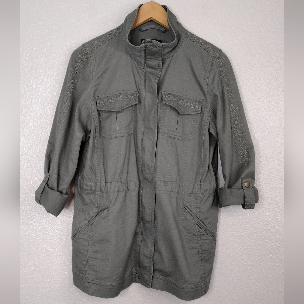 NWOT Talbots Embroidered Full Zipper Snap Button Long Sleeve Utility Jacket - Picture 3 of 16